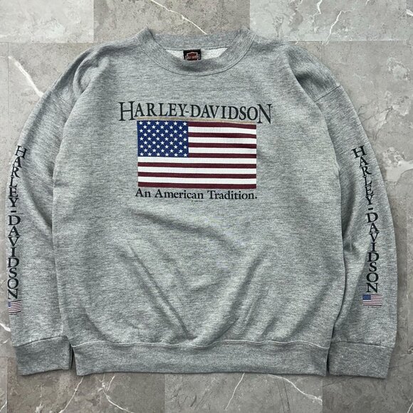 90s Vintage Harley Davidson Sweatshirt Mens Large American Tradition Crewneck - Picture 1 of 12